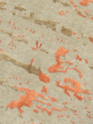 Orlune Hand-Knotted Bamboo Silk Blend Rug - Orange