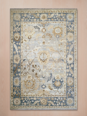 Zafar Hand-knotted Wool Persian Rug - Powder Blue