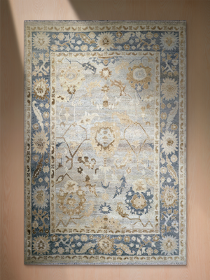 Zafar Hand-knotted Wool Persian Rug - Powder Blue