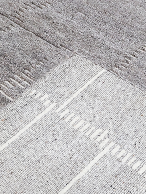 Velar Hand-knotted Wool Abstract Rug - Grey Melange