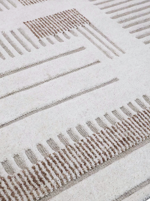 Solen Hand-knotted Wool Abstract Rug - Ivory
