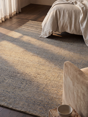 Liwan Hand-knotted Wool & Silk Abstract Rug - Beige