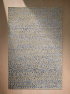 Liwan Hand-knotted Wool & Silk Abstract Rug - Beige