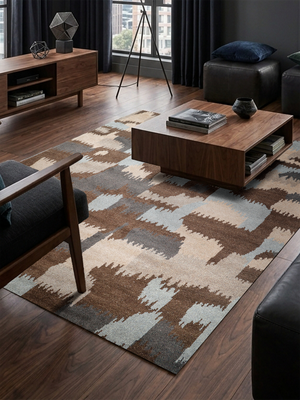 Aldis Hand-knotted Wool Abstract Rug - Brown