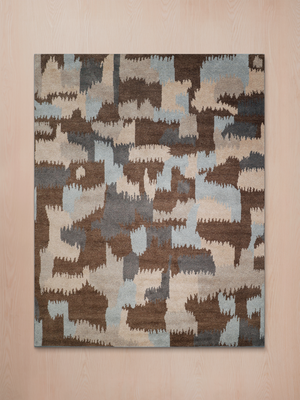 Aldis Hand-knotted Wool Abstract Rug - Brown