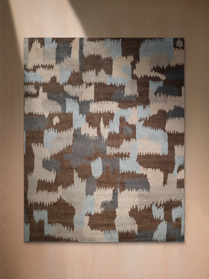 Aldis Hand-knotted Wool Abstract Rug - Brown