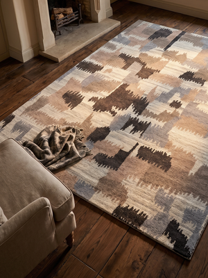Aldis Hand-knotted Wool Abstract Rug - Beige