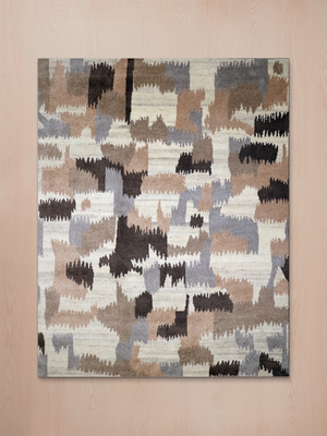 Aldis Hand-knotted Wool Abstract Rug - Beige