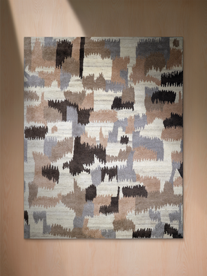 Aldis Hand-knotted Wool Abstract Rug - Beige