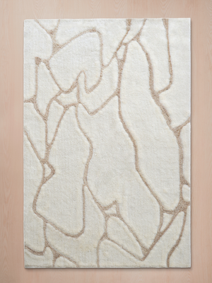 Maren Wool Shaggy Washable Abstract Rug - Ivory