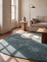 Lune Wool Shaggy Washable Rug - Blue