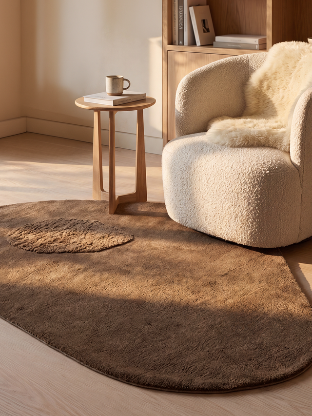 Taiba Wool Shaggy Washable Rug - Brown