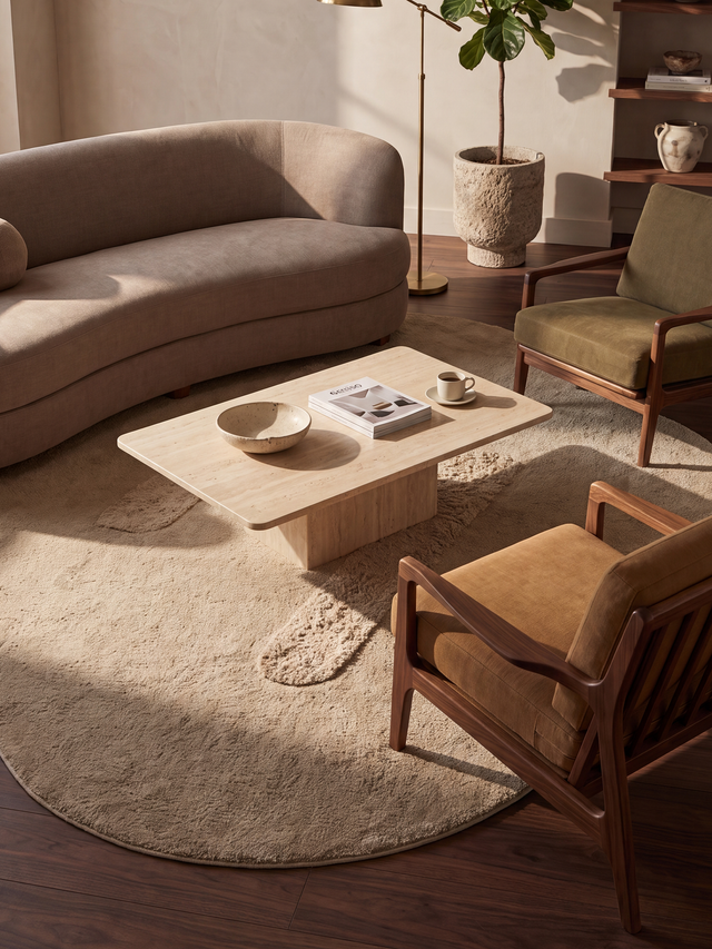 Flax Wool Shaggy Washable Rug - Beige