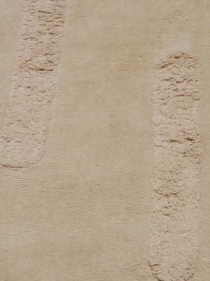 Flax Wool Shaggy Washable Abstract Rug - Beige