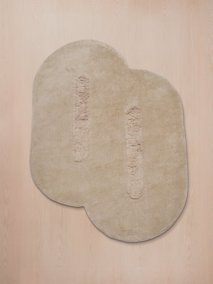 Flax Wool Shaggy Washable Abstract Rug - Beige