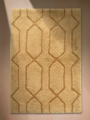 Rafi Wool Shaggy Washable Geometric Rug - Sand