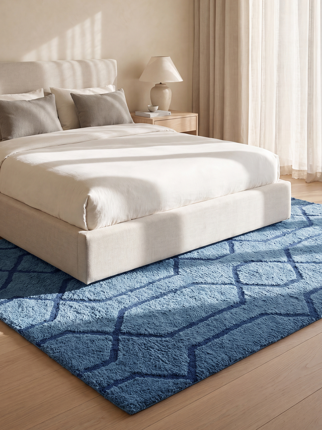Rafi Wool Shaggy Washable Rug - Blue