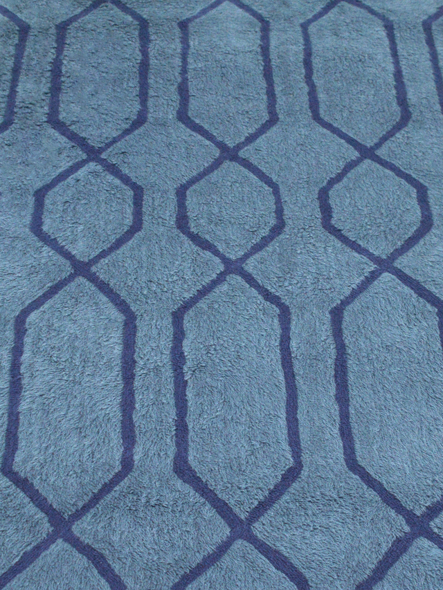 Rafi Wool Shaggy Washable Rug - Blue