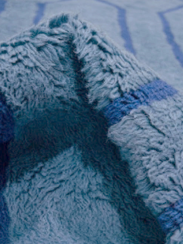 Rafi Wool Shaggy Washable Rug - Blue