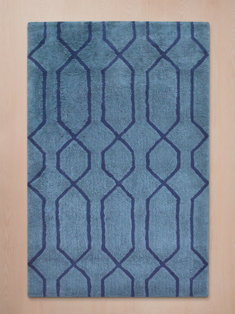 Rafi Wool Shaggy Washable Rug - Blue