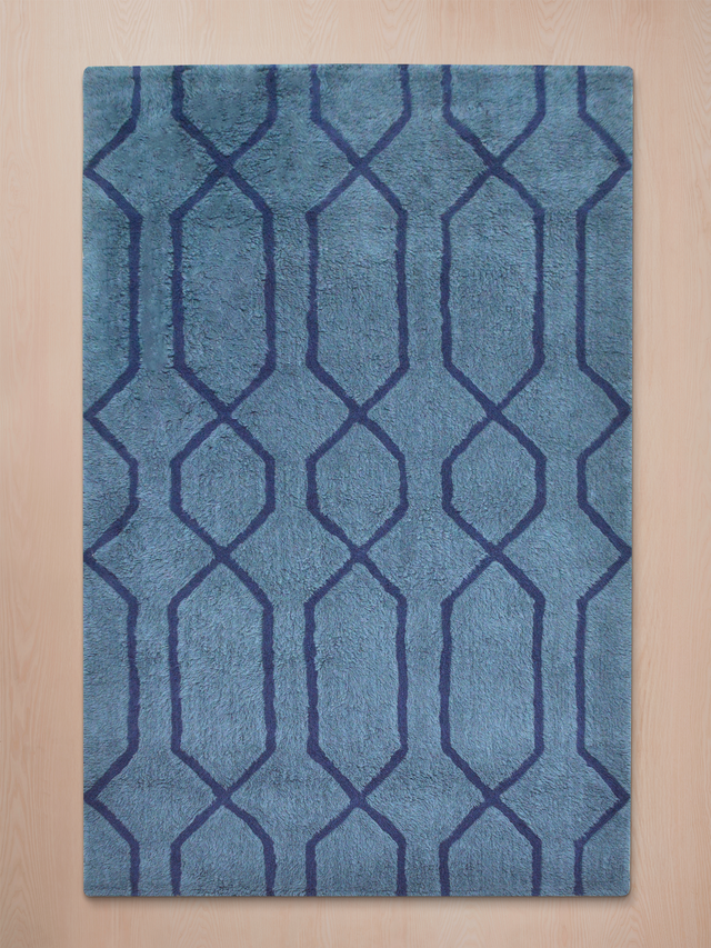 Rafi Wool Shaggy Washable Rug - Blue