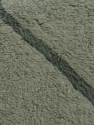 Elm Wool Shaggy Washable Geometric Rug - Sage Green