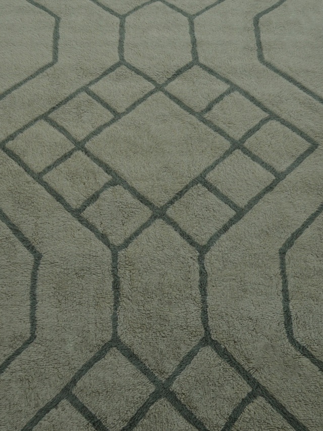 Elm Wool Shaggy Washable Rug - Sage Green