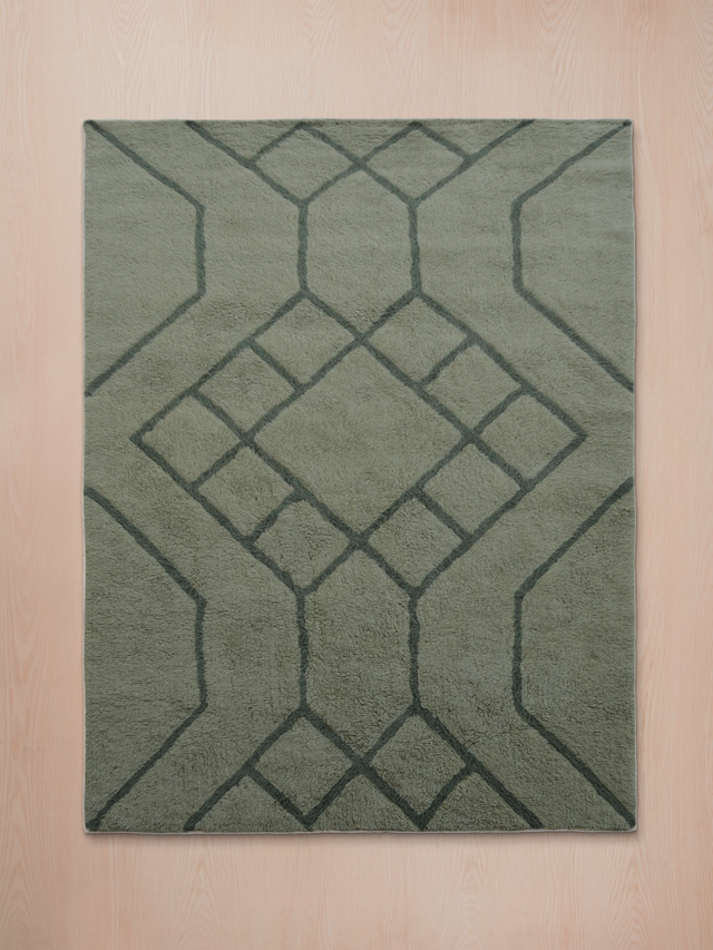 Elm Wool Shaggy Washable Rug - Sage Green