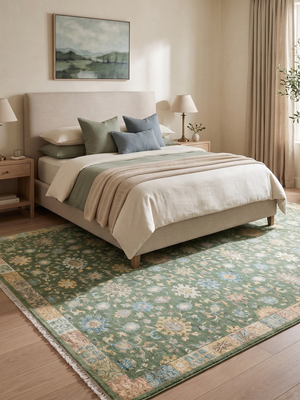 Varro Wool & Bamboo Silk Hand-knotted Persian Rug - Sage Green