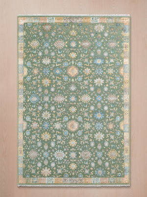 Varro Wool & Bamboo Silk Hand-knotted Persian Rug - Sage Green