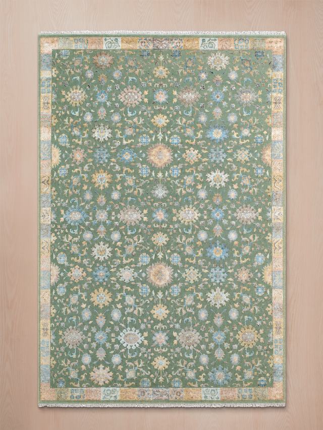 Varro Wool & Bamboo Silk Hand-knotted Rug - Sage Green