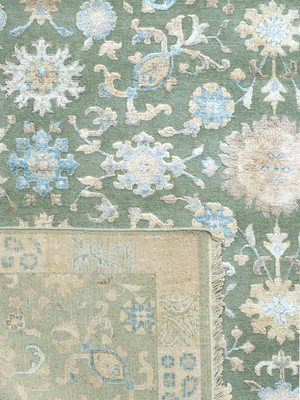Varro Wool & Bamboo Silk Hand-knotted Persian Rug - Sage Green