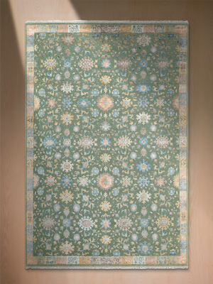 Varro Wool & Bamboo Silk Hand-knotted Persian Rug - Sage Green