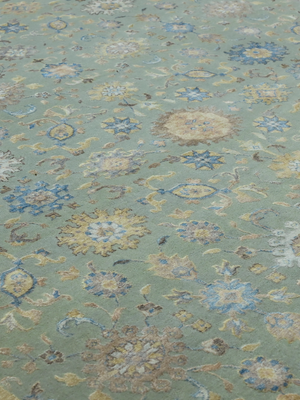 Varro Wool & Bamboo Silk Hand-knotted Persian Rug - Sage Green