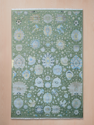 Zuvi Wool & Bamboo Silk Hand-knotted Persian Rug - Grey