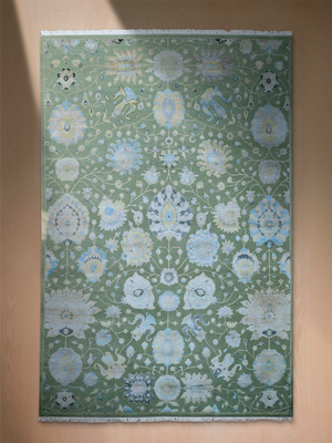 Zuvi Wool & Bamboo Silk Hand-knotted Persian Rug - Grey