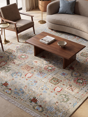 Subo Wool & Bamboo Silk Hand-knotted Persian Rug - Grey