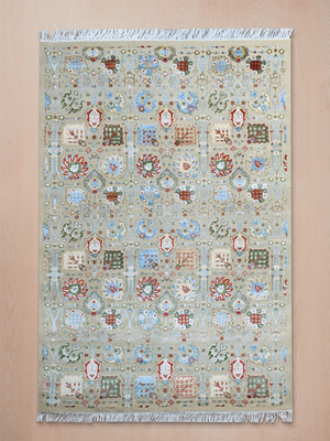 Subo Wool & Bamboo Silk Hand-knotted Persian Rug - Grey