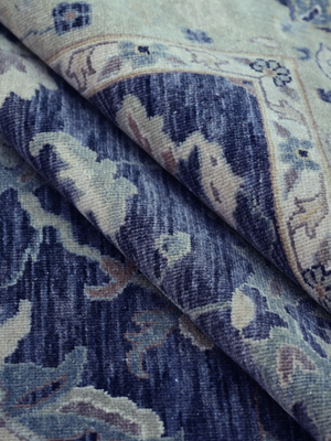 Ora Wool & Bamboo Silk Hand-knotted Persian Rug - Midnight Blue