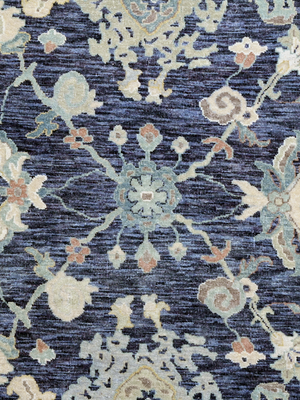 Ora Wool & Bamboo Silk Hand-knotted Persian Rug - Midnight Blue