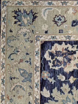 Ora Wool & Bamboo Silk Hand-knotted Persian Rug - Midnight Blue
