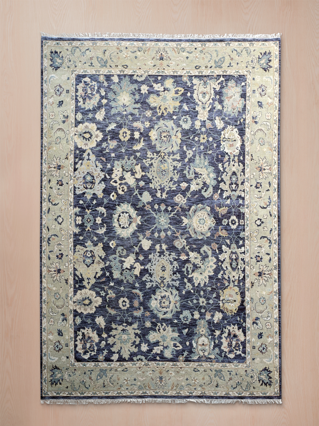 Ora Wool & Bamboo Silk Hand-knotted Rug - Midnight Blue