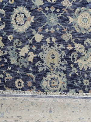 Ora Wool & Bamboo Silk Hand-knotted Persian Rug - Midnight Blue