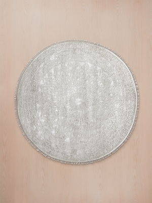 Seran Hand-knotted New Zealand Wool Round Persian Rug - Cream