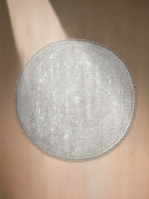Seran Hand-knotted New Zealand Wool Round Persian Rug - Cream
