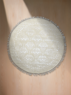 Orevi Hand-knotted New Zealand Wool Round Persian Rug - Cream