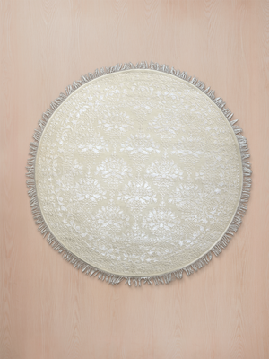 Orevi Hand-knotted New Zealand Wool Round Persian Rug - Cream