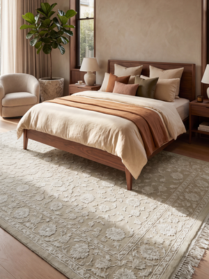 Tessim Hand-knotted New Zealand Wool Persian Rug - Cream