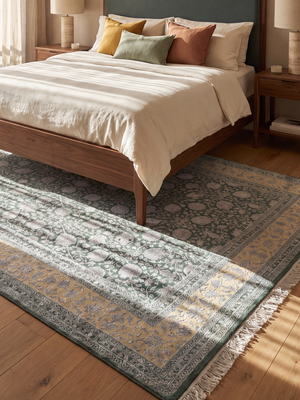 Jofra Hand-knotted New Zealand Wool Persian Rug - Light Blue