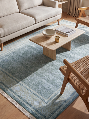 Alca Hand-knotted New Zealand Wool Persian Rug - Sea Green
